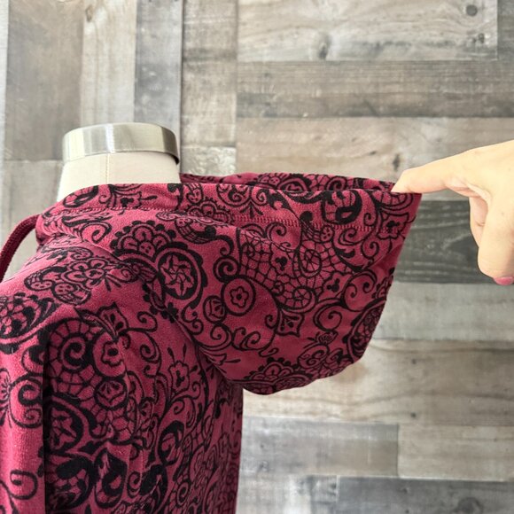 Disney Parks Mickey Mouse zip up hoodie small cranberry floral boho Disneyland - Picture 6 of 13